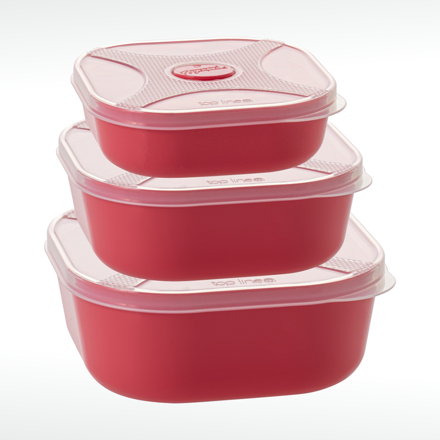 organizadores multiúso quadrado 3 pçs com válvula de micro-ondas para alívio de calor