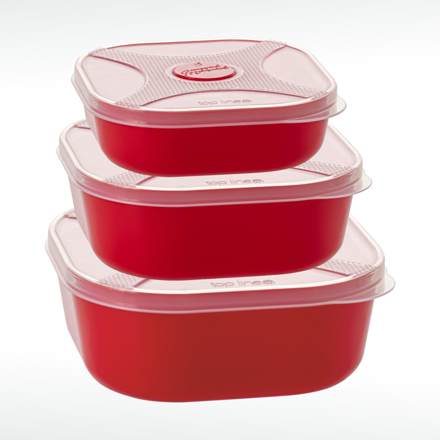 organizadores multiúso quadrado 3 pçs com válvula de micro-ondas para alívio de calor