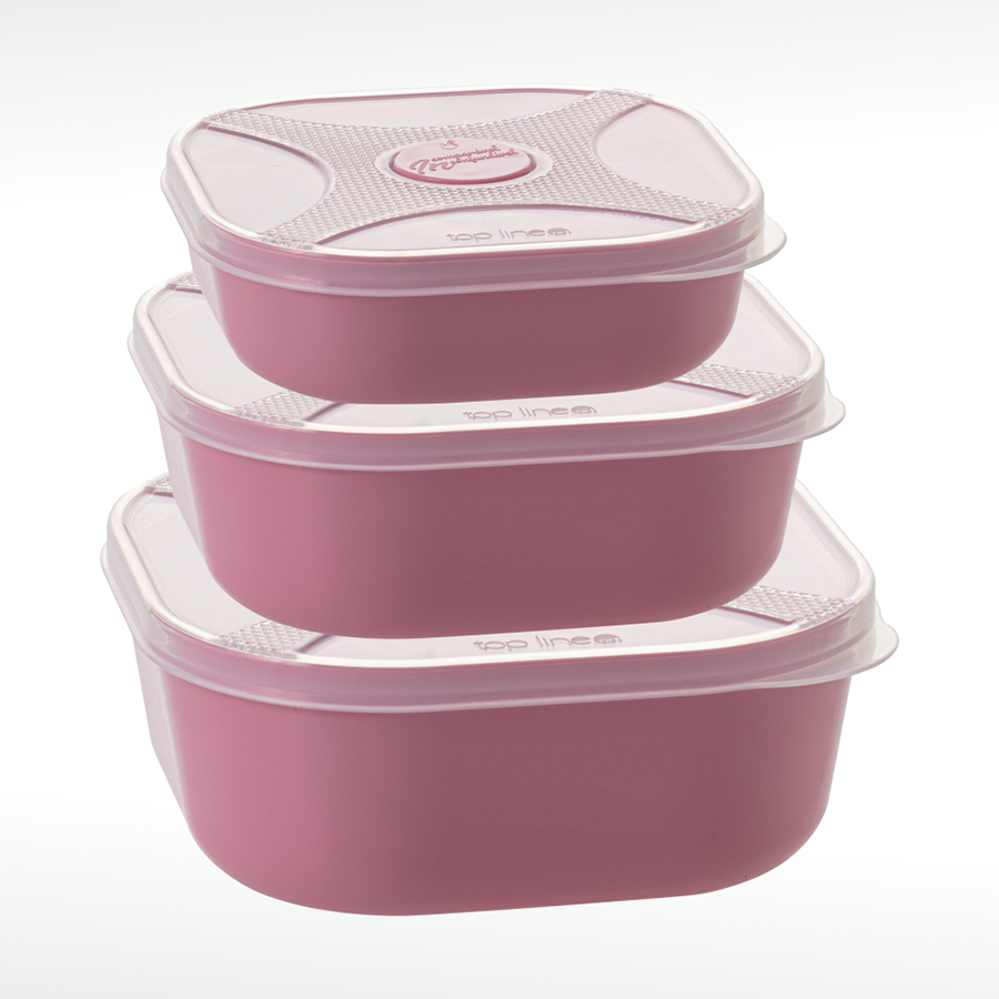 organizadores multiúso quadrado 3 pçs com válvula de micro-ondas para alívio de calor